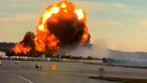 Momento en el que un avión se estrella y explota en el aeropuerto de Louisville, en Kentucky (EEUU)
