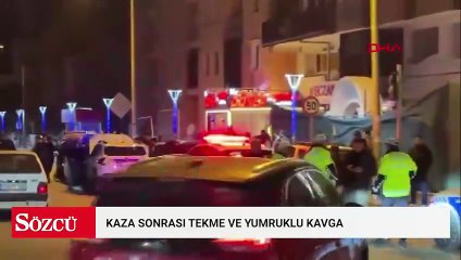 Kaza sonrası tekme ve yumruklu kavga