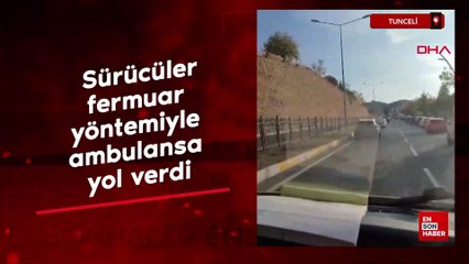 Tunceli’de sürücüler, fermuar yöntemiyle ambulansa yol verdi