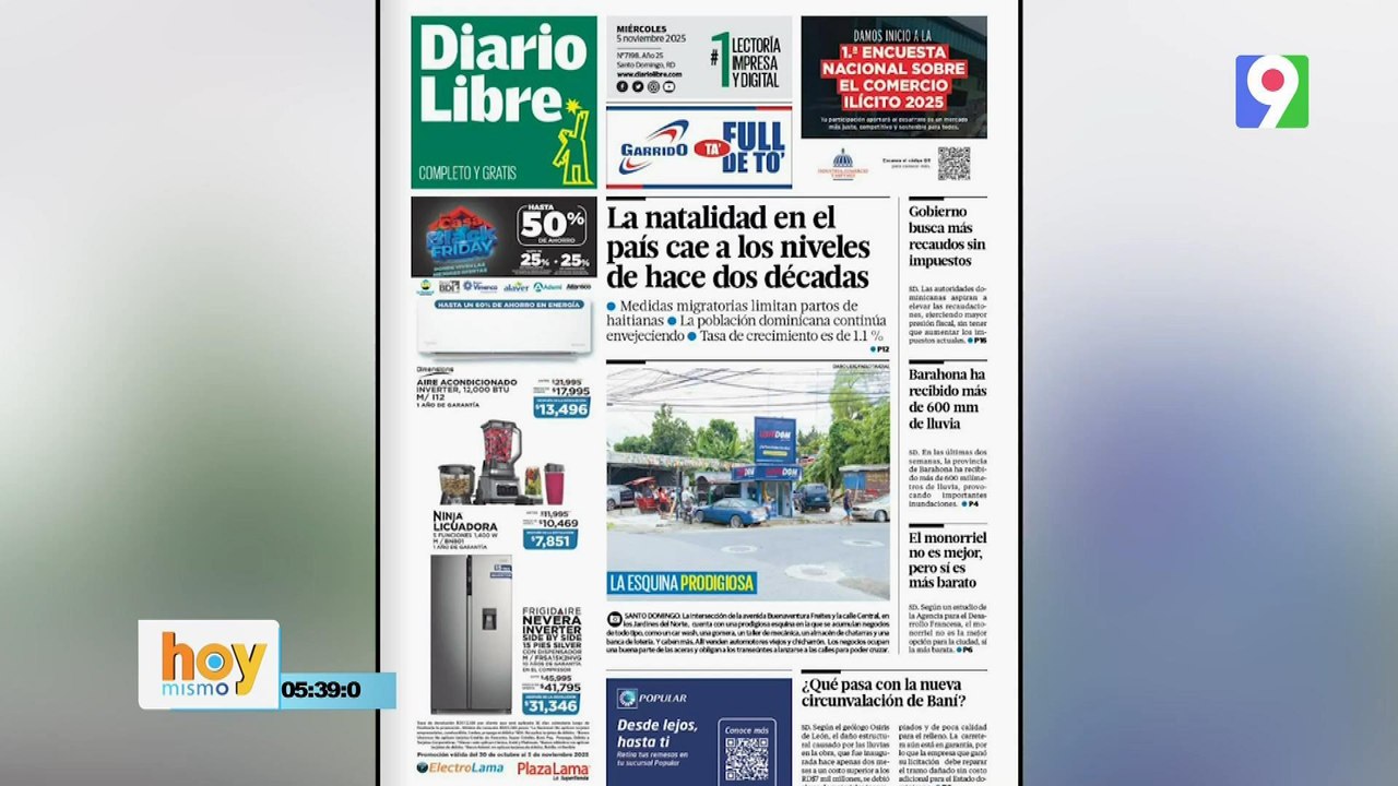 Titulares prensa dominicana miércoles 05 de noviembre  2025 | Hoy Mismo