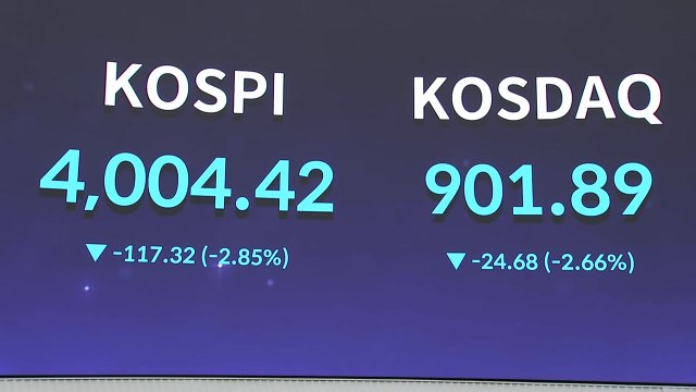 코스피 2.85% 급락 4,004.42...원·달러 환율 장중 1,450원 '터치' / YTN