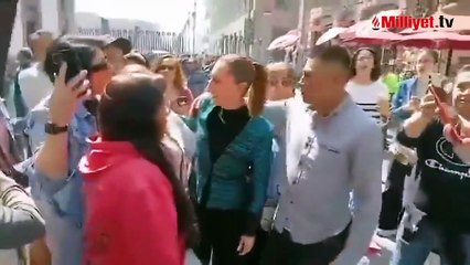 Meksika'da skandal görüntü! Cumhurbaşkanı Sheinbaum'u sokak ortasında taciz etti, o anlar kameraya yansıdı