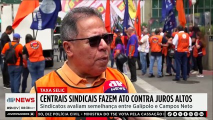 Centrais sindicais protestam contra taxa de juros na Avenida Paulista