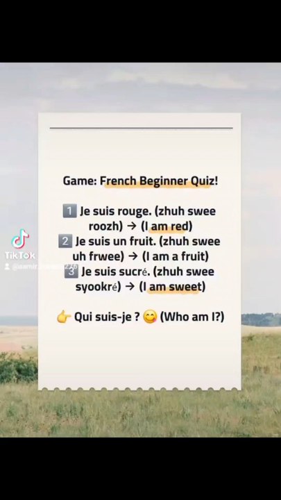 Game: “Qui Suis-Je ? (Who Am I?)” — French Beginner Quiz😆 Funniest & Easiest French Quiz Ever!Can you guess before I say it? 🎯Learn French with laughter — Desi style! 🇫🇷#Francogate #LearnFrench #FrenchGame #FrenchQuiz #FunnyFrench