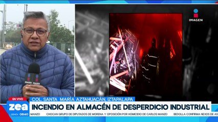 Incendio consume bodega de desperdicio industrial en la alcaldía Iztapalapa