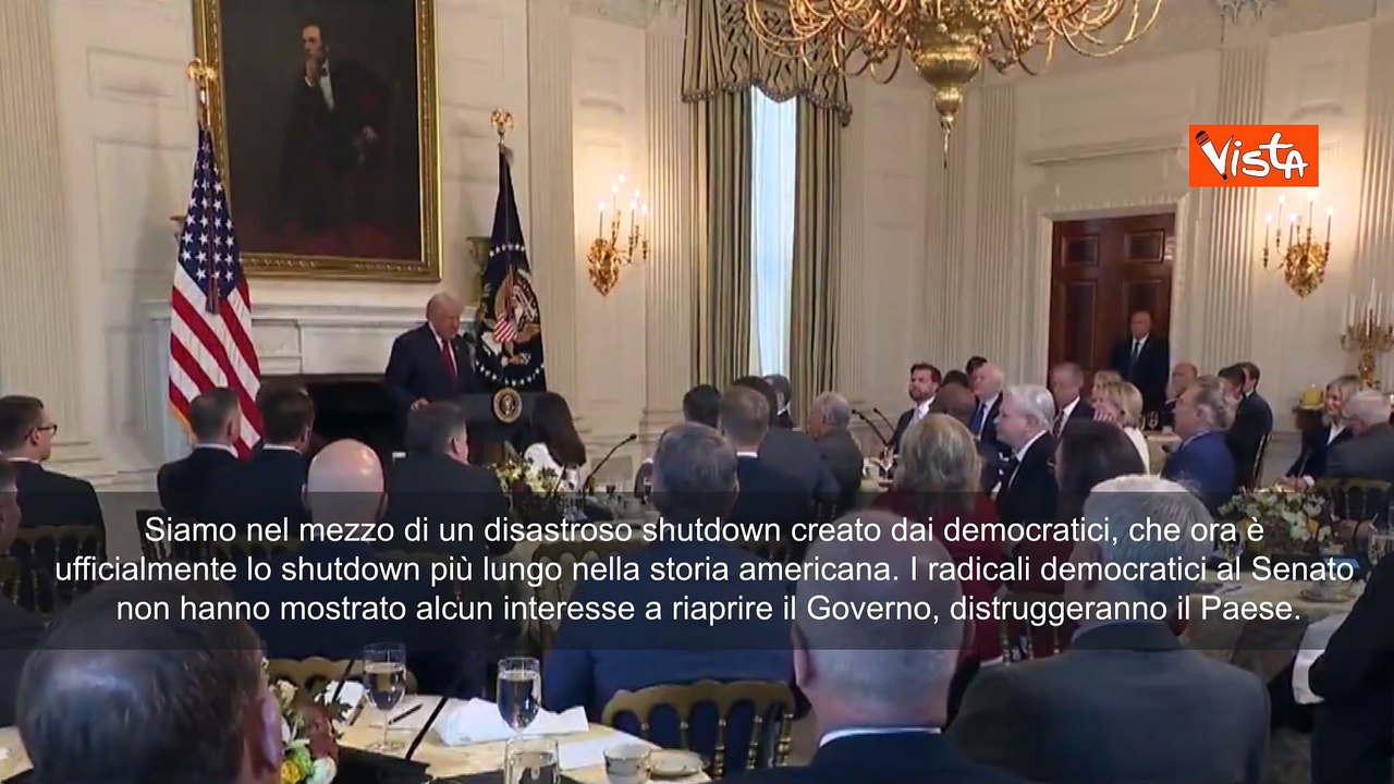 Trump: Disastroso shutdown creato da filibustieri democratici, è il più lungo della storia