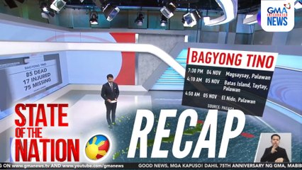 State of the Nation: (RECAP) Bagyong Tino, nanalasa hanggang Palawan