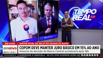 Copom deve manter juros em 15% pela 3ª vez seguida; bancada debate | TEMPO REAL