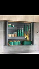 Electric Pull Down Cabinet Organizer with Touch Switch, LED Lights & Stainless Steel Construction | WiloriaVisit Website Wiloria Link in Bio#kitchen #women #wiloria #storage