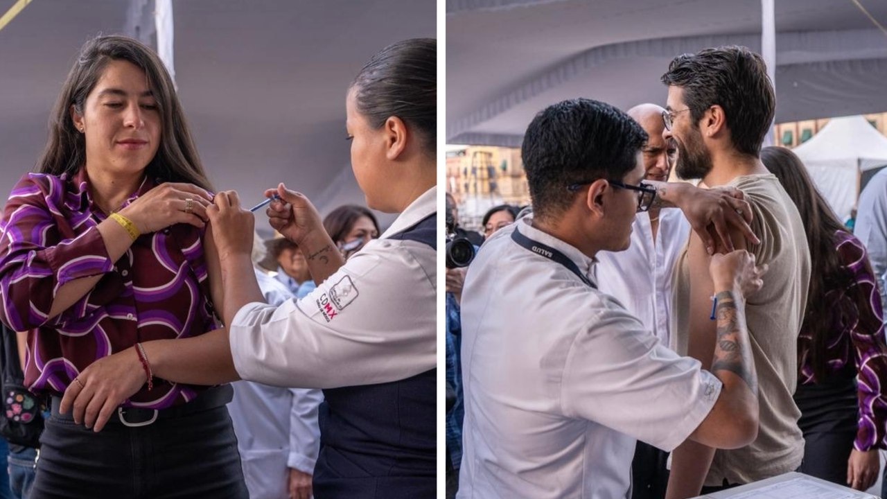 Clara Brugada y gabinete dan el ''banderazo'' del centro de vacunación gratuito en Zócalo CDMX