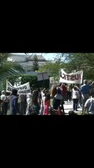 The protesters invaded inside the house