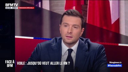 Pour Jordan Bardella, l'interdiction du port du voile dans l'espace public "est un objectif à terme"