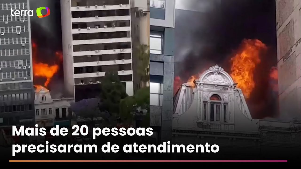 Grande incêndio atinge loja no Centro Histórico de Porto Alegre, no Rio Grande do Sul