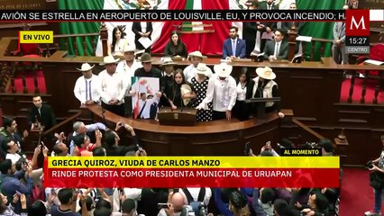 Grecia Quiroz toma protesta como alcaldesa de Uruapan en Michoacán