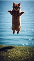 cat jumps into the water #cat #catvideos