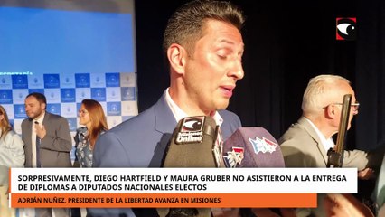 Diego Hartfield y Maura Gruber no asistieron a la entrega de diplomas a diputados nacionales electos