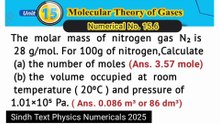 The molar mass of nitrogen gas N2 is 28 g/mol. For 100g of nitrogen, calculate the number of moles, the volume occupied at room temperature 20 degree celsius and pressure of 1.01×10^5 pa