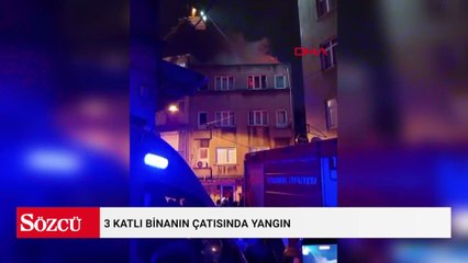 3 katlı binanın çatısında yangın