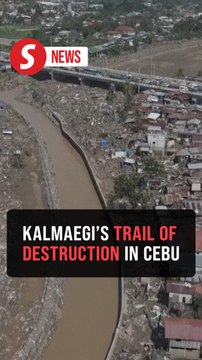 Drone footage over Cebu shows flattened houses in the wake of Typhoon Kalmaegi