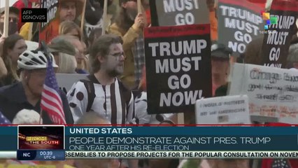 United States: People demonstrate against president Trump one year after his re-election