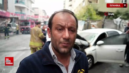 Küçükçekmece’de yer altı kabloları patladı, otomobil alev alev yandı