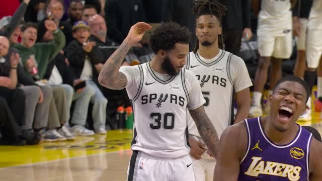 Lakers survive crazy ending to Spurs game
