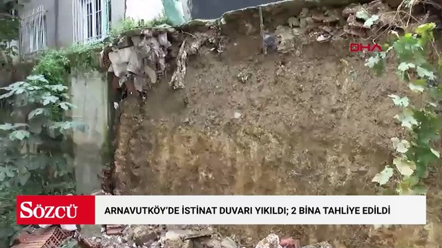 Arnavutköy'de istinat duvarı yıkıldı; 2 bina tahliye edildi