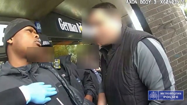 Moment robber who stabbed a man is arrested with help of facial recognition