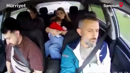 Taksinin önündeki kamyonete çarpmaktan son anda kurtulması kamerada