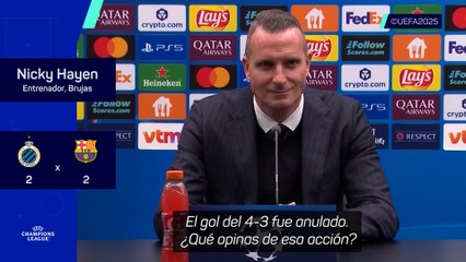 Hayen, entrenador del Brujas: "La jugada del 4-3 era al 50-50"