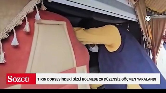 Tırın dorsesindeki gizli bölmede 20 düzensiz göçmen yakalandı