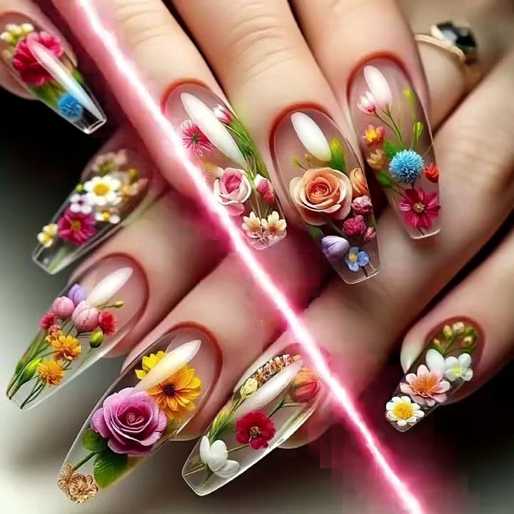 💅 Dreamy Floral French Nails 🌸 | Elegant Glossy Nail Tips for 2025