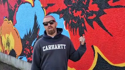 Artist Ben Allen talks about his new poppy mural in Newquay