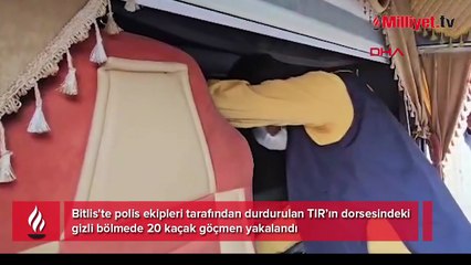 Bitlis’te TIR’ın gizli bölmesinden 20 kaçak göçmen çıktı
