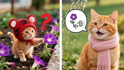 🌱🐾 Tiger-Hat Kitten Completes 4 Volunteer Tasks — Earns a Certificate and a Cute Succulent Reward! 🎖️😻