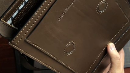 Man shares highlights of the process of making a leather bag by hand with a secure magnetic flap design