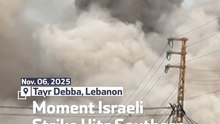 Moment Israeli Strike Hits Southern Lebanese Village