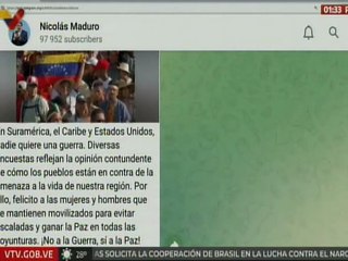 Pdte. Maduro: Diversas encuestas reflejan que los pueblos están en contra de la amenaza a la vida