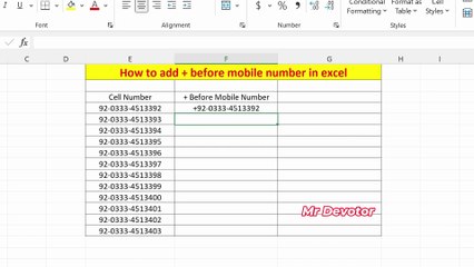 How to Add + Before Mobile Number in Excel | Easy Excel Tip