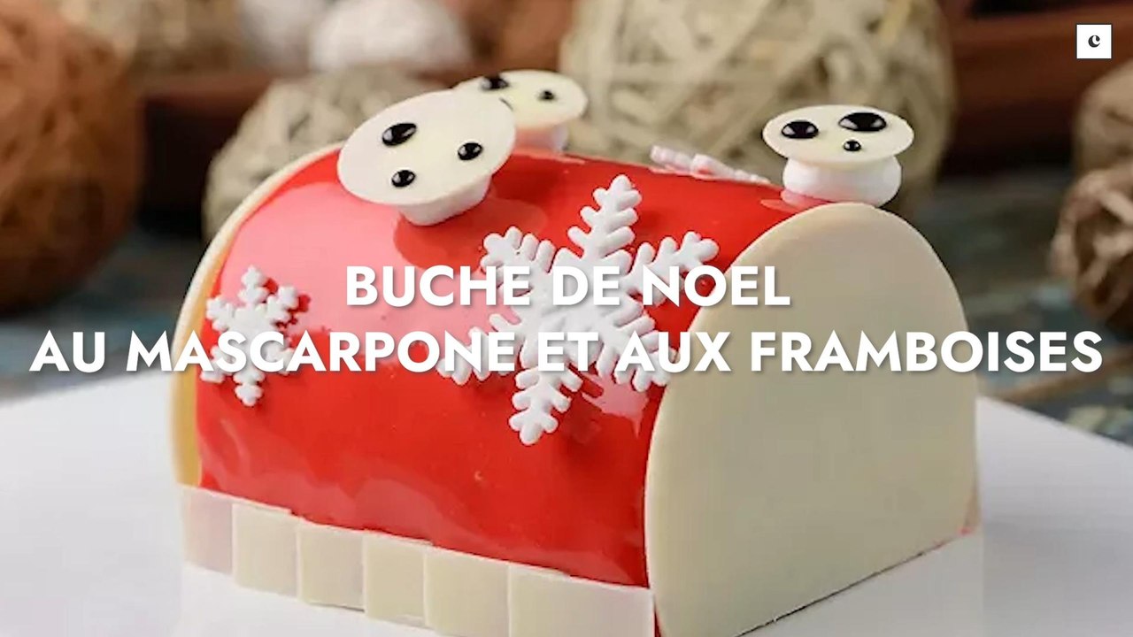 buche de noel au mascarpone et aux framboises