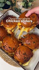 Cheesy honey sriracha chicken sliders