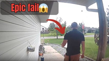 Cat displays fierce protective instincts when a salesman comes up to the house