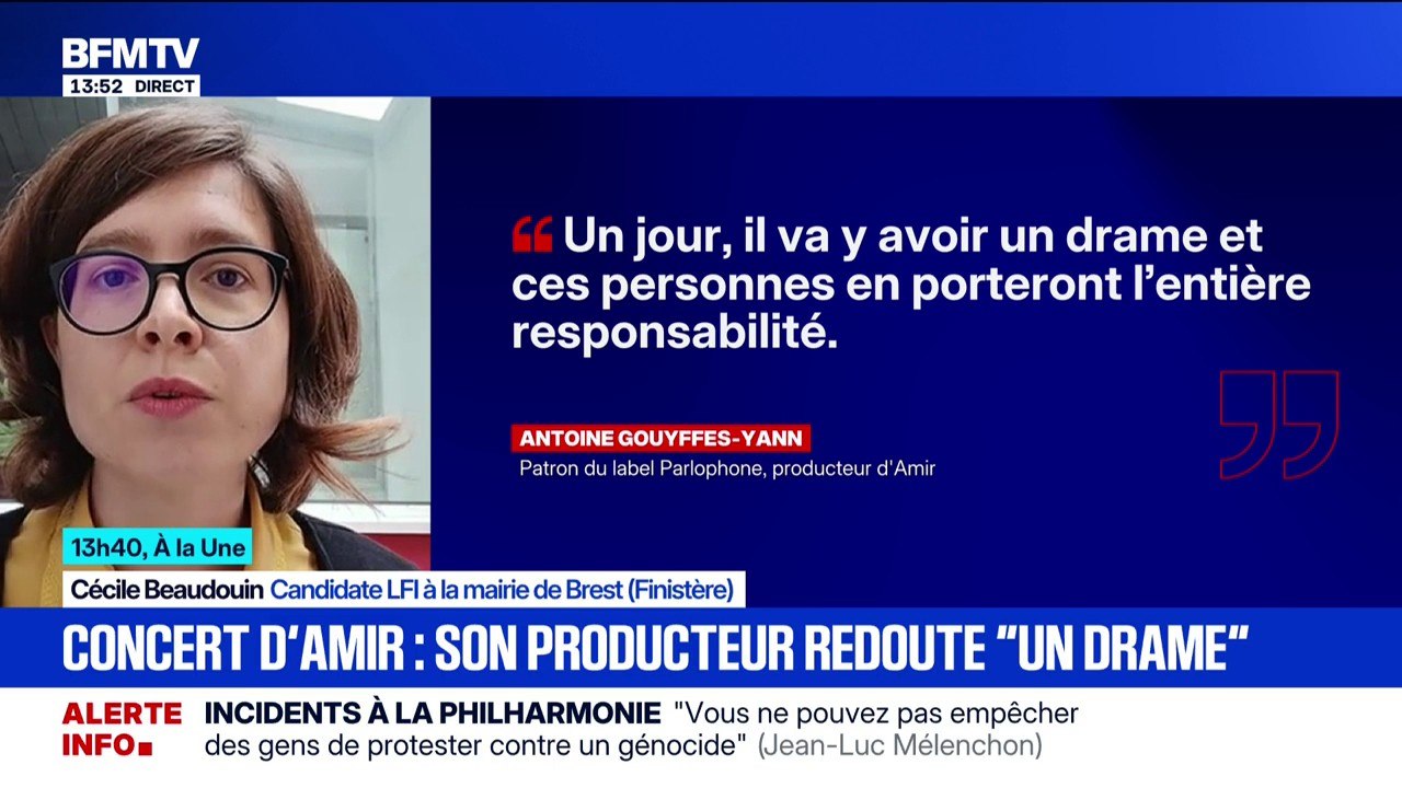 Appels au boycott du chanteur Amir à Brest: "Maintenir ces concerts, c'est jouer une stratégie de la tension", affirme Cécile Beaudouin, candidate LFI à la mairie de Brest