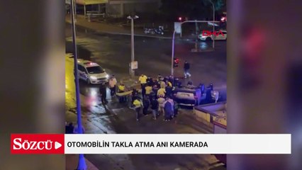 Otomobilin takla atma anı kamerada