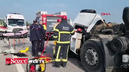 Bursa'da süt tankeri TIR'a arkadan çarptı: 1 yaralı