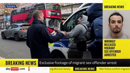 Sky News footage shows sex offender being arrested after he was mistakenly released from prison
