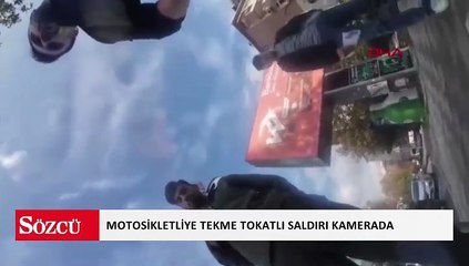 Ataşehir'de motosikletliye tekme tokatlı saldırı kamerada