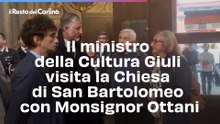 Il ministro della Cultura Giuli visita la Chiesa di San Bartolomeo con Monsignor Ottani