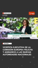 La vicepresidenta ejecutiva de la Comisión Europea dio un mensaje de agradecimiento y felicitaciones a las nuevas autoridades del país