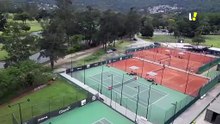 Imagens aéreas da Academia Yes Tennis, onde treina João Fonseca, no Itanhangá Golfe Club.
